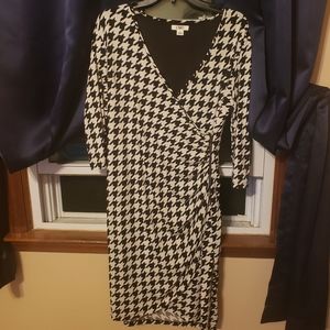 Cato hounds tooth 3 quarter inch sleeve dress